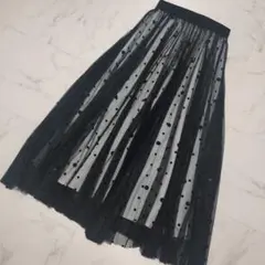 SHE tokyo　ダブルドット　プリーツスカート　チュール　黒白　34のサムネイル