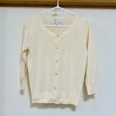 ROPE PICNIC ボタン付き 7分袖カーディガン クリーム