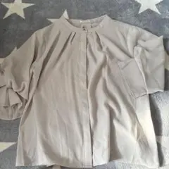 GLACIER ライトグレー 五分袖ブラウス