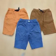 ハーフパンツ　3本セット　ブラウン　ブルー　120 130