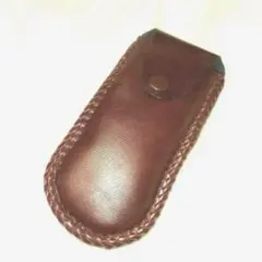 レザー クラフトメガネケース ダークブラウン 編み込みデザイン　No3