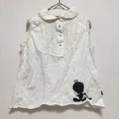【キャロウェイ】トゥイーティー ノースリーブ Mフリルブラウス ホワイト 綿混