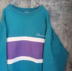 チャンピオン　ナイスカラー　刺繍ロゴ　ボーダー　スウェット　ゆるダボ　ビンテージ