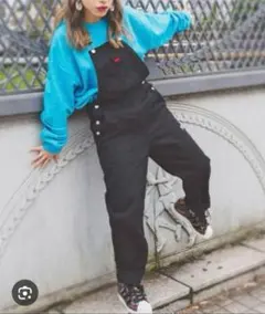 アディダス 黒2XL ダンガリー オーバーオール カバーオール オールインワン