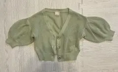 ミントグリーン メッシュ編み カーディガン S