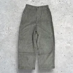 ストライプ　オリーブグレー イージーパンツ ウエストゴム 古着　立体　凸凹