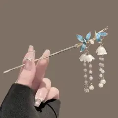 揺れる髪飾り　お花の髪飾り　花簪　和風かんざし　和装髪飾り　鈴蘭簪　ゴールド