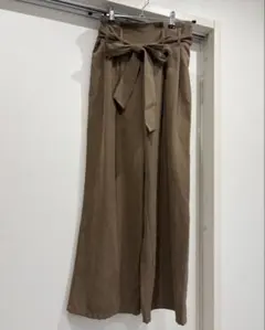 ガウチョパンツ ブラウン M リボン付き