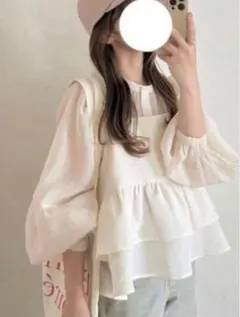 しまむら　choco フリルビスチェ　濃白