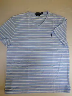 POLO RALPH LAUREN 水色ストライプ Tシャツ　Lサイズ