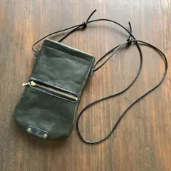本革　サコッシュ　ポシェット　ショルダーポーチ　ダークグリーン