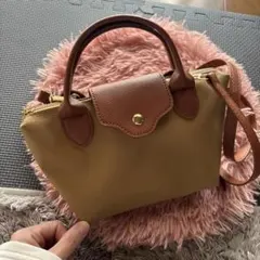 ロンシャン風 ベージュ 2WAY ショルダーバッグ
