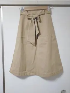 MHL. コットンリネン チノスカート ベルト付き ベージュ サイズ2