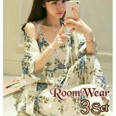 レディース ルームウェア 部屋着 パジャマ カーディガン 花柄 ホワイト XL