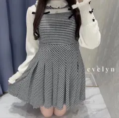 evelyn チェックプリーツOP