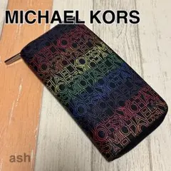 【MICHAEL KORS】ラウンドファスナー長財布　モノグラム　PVC 黒のサムネイル