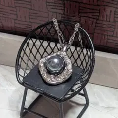 【USED・ビンテージ】黒パール(？) デザインネックレス