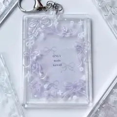 トレカキーホルダー　レジン　B8 硬化ケース　y2k リボン　紫