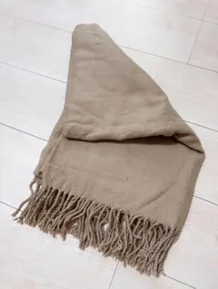 マフラー ストール ベージュ ライトブラウン フリンジ