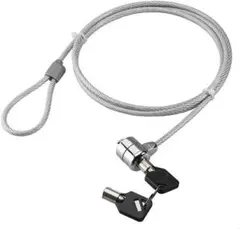 パソコン ワイヤー ロック 1.2m ピンシリンダー錠 シルバー 盗難防止