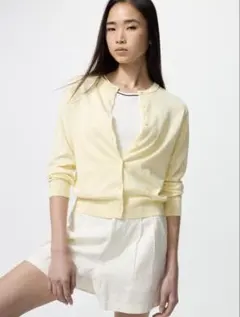 UNIQLO UVカットクルーネックカーディガン yellow L