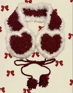 ハート型のフワフワ耳あて　かぎ針編み　ハンドメイド　イヤーマフ　ハート　編み物