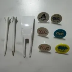グリーンフォークとゴルフ用マーカーとロングティー　9点セット　ゴルフ用品