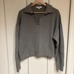 ユニクロ UNIQLO スムースコットンリラックスポロセーター　グレー　X L