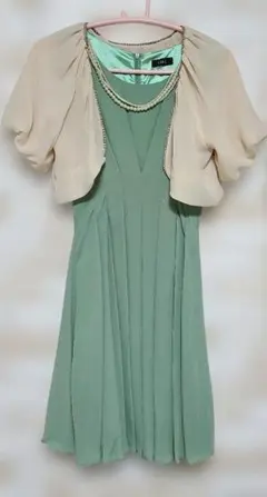 GIRL パールネックレス付きドレス　フォーマルワンピース　ボレロセット