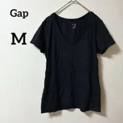 Gap 【M】Vネック 半袖 Tシャツ 無地 シンプル ブラック