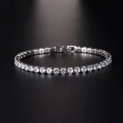 ブレスレット 4mm 19cm シルバー CZダイヤ ジルコニア ユニセックスのサムネイル