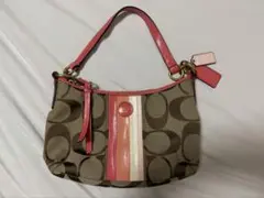Coach ロゴ柄ハンドバッグ ブラウン/ピンク