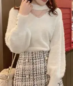 one way 2WAYシャギーチョーカーニット