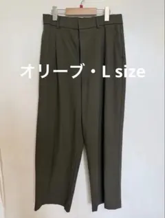 UNIQLO タックワイドパンツ オリーブ Lサイズ