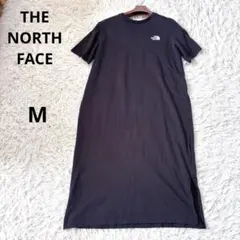 ザノースフェイス　Tシャツワンピース　黒　M 前後ブランドロゴ　ロング
