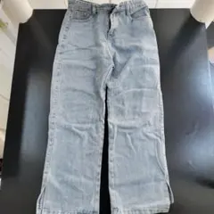 ライトブルー ストレートデニム サイドスリット