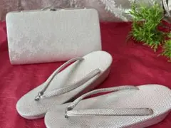 シルバー 草履とバッグのセット