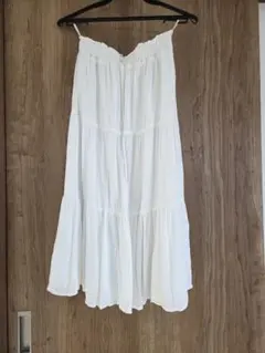 ティアードロングスカート　ホワイト