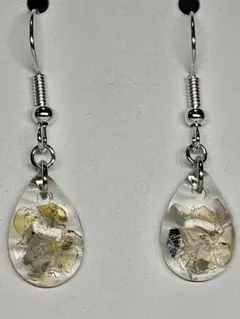 ハンドメイドアクセサリー　レジン　天然石　オパール　サージカルステンレス　ピアス