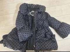 メソピアノドット柄コート　130 黒の水玉模様ダウンコート