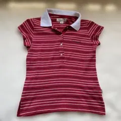 tommy girl 赤白ストライプ 半袖ポロシャツ XS/XP