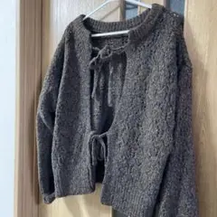 ダブルフロントブークレリボンニット studio CLIP　ブラウン