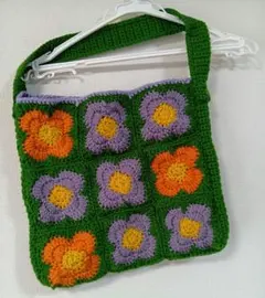 最終価格 花柄 手編みトートバッグ