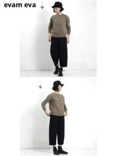 evam eva ワイド　クロップド　パーテード　パンツ　黒　ブラック