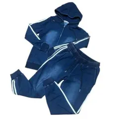 【美品】 ダークブルー フード付きトレーナー 上下セット