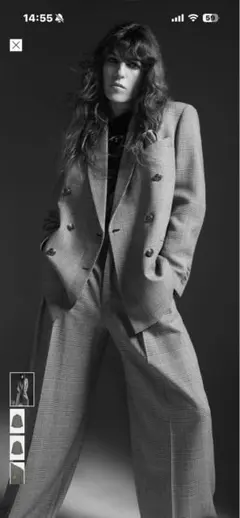 ZARA新品グレー チェック柄 ダブルブレストジャケット Mサイズ