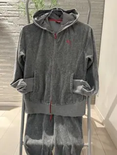 PUMA ベロア生地トレーニングウェア グレー Mサイズ
