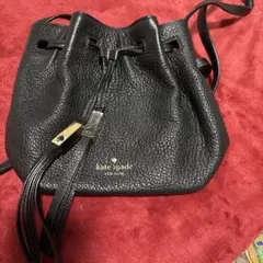kate spade 黒 レザー ショルダーバッグ