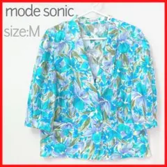 mode sonic レトロ パフスリーブ 花柄 半袖 ジャケット コットン