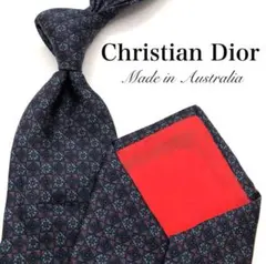 Christian Dior ネクタイ ネイビー 総柄 小紋柄 花柄 高級